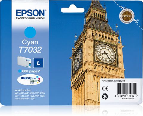 Epson C13T70324010/T7032 Ink cartridge cyan, 800 pages ISO/IEC 24711 9,6ml for Epson WP 4015/4025