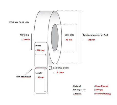 Capture CA-LB3014 printer label White