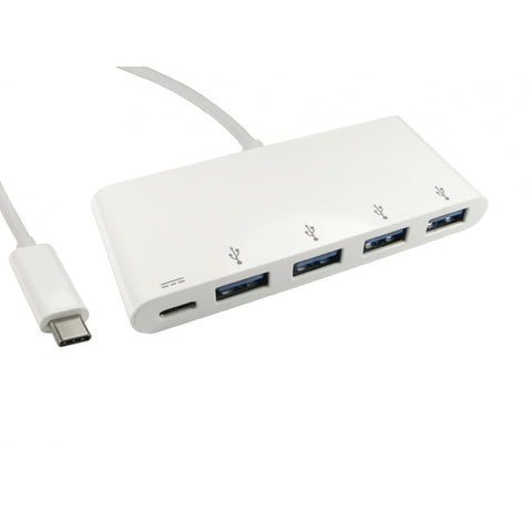 Cables Direct USB3C-HUB4BPWPD interface hub USB 3.2 Gen 1 (3.1 Gen 1) Type-C 5000 Mbit/s White