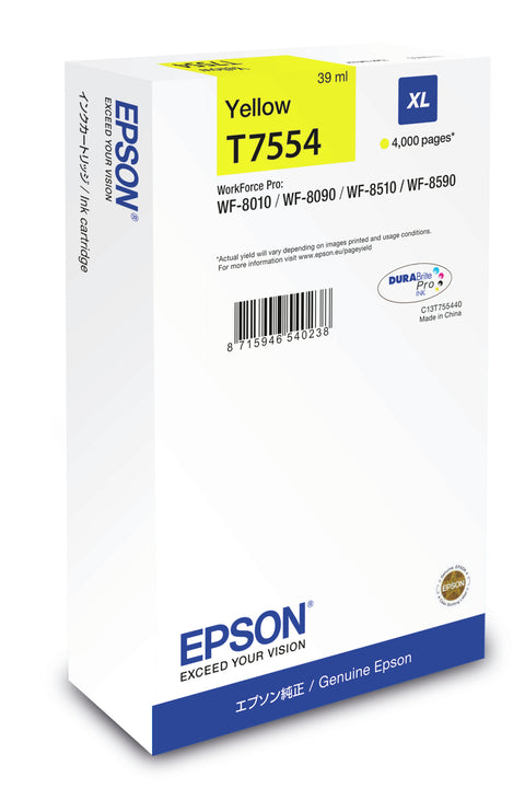 Epson C13T755440/T7554 Ink cartridge yellow, 4K pages 39ml for Epson WF 6530/8090/8510