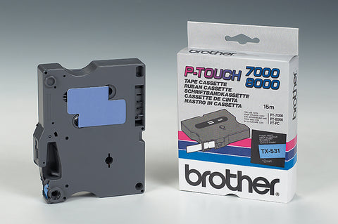 Brother TX-531 DirectLabel black on blue 12mm x 15m for Brother P-Touch TX 6-24mm