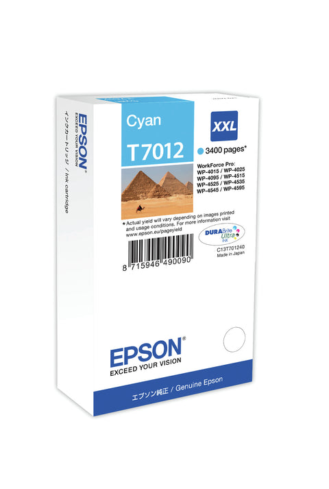 Epson C13T70124010/T7012 Ink cartridge cyan XXL, 3.4K pages ISO/IEC 24711 34,2ml for Epson WP 4015