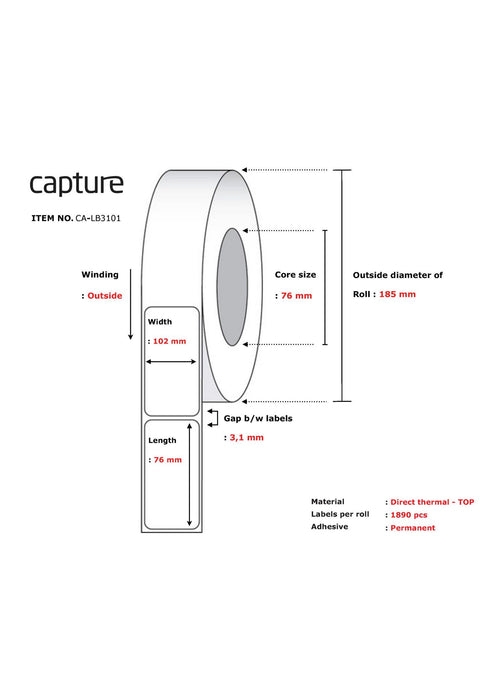 Capture CA-LB3101 printer label White