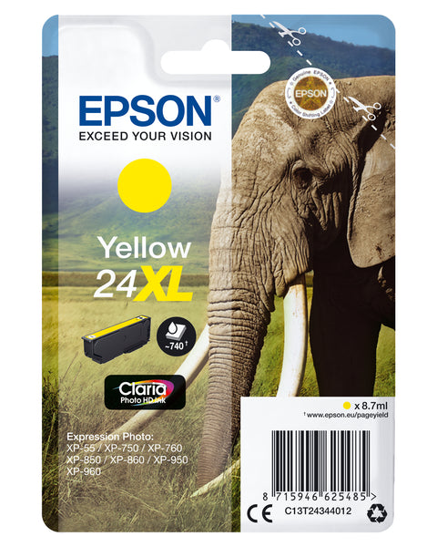 Epson C13T24344012/24XL Ink cartridge yellow high-capacity, 500 pages 8,7ml for Epson XP 750