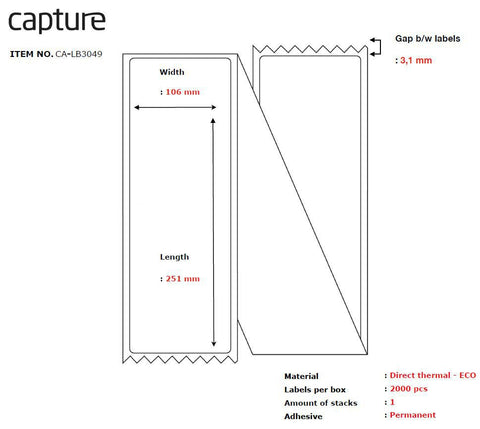 Capture CA-LB3049 printer label White