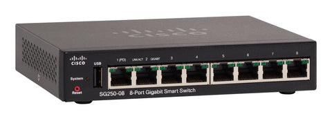 Cisco SG250-08 Managed L2/L3 Gigabit Ethernet (10/100/1000) Power over Ethernet (PoE) Black