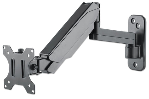 Manhattan TV & Monitor Mount, Wall, Spring Arm, 1 screen, Screen Sizes: 17-32", Black, VESA 75x75 to 100x100mm, Max 8kg, Height Adjustable Swivel Arm (3 pivots), Lifetime Warranty