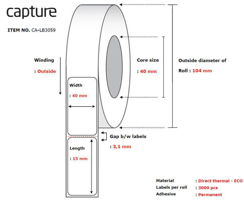 Capture CA-LB3059 printer label White