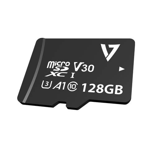 V7 128GB U3 V30 A1 Micro SDXC Card CL10 UHD + Adapter