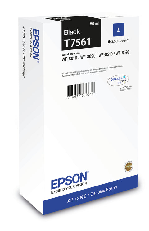 Epson C13T756140/T7561 Ink cartridge black, 2.5K pages 50ml for Epson WF 6530/8090/8510