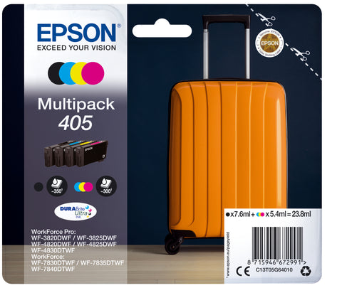 Epson C13T05G64010/405 Ink cartridge multi pack Bk,C,M,Y, 4x1.25K pages 23,8ml 7,6ml + 3x5,4ml Pack=4 for Epson WF-3820/7830