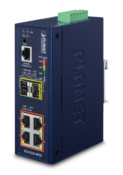 PLANET IGS-5225-4P2S network switch Managed L2+ Gigabit Ethernet (10/100/1000) Power over Ethernet (PoE) Blue