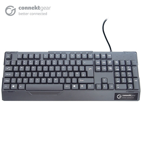 connektgear KB232 USB Standard UK Layout Keyboard - Water Resistant - Black