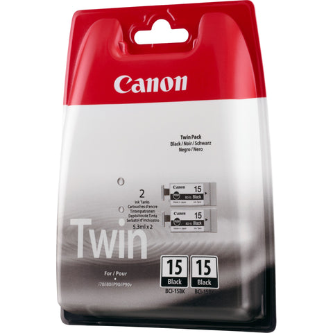 Canon 8190A002/BCI-15BK Ink cartridge black twin pack, 2x80 pages/5% 5,3ml Pack=2 for Canon I 70/Pixma IP 90