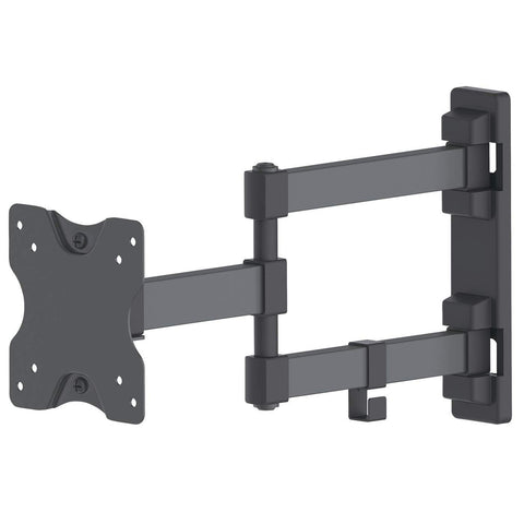 Manhattan TV & Monitor Mount, Wall, Full Motion, 1 screen, Screen Sizes: 13-27", Black, VESA 75x75 to 100x100mm, 20kg, Tilt & Swivel with 3 Pivots, Lifetime Warranty