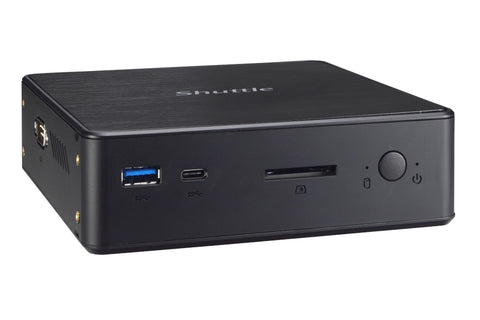 Shuttle Nano PC NC10U , Intel Celeron 4205U, 1x HDMI, 1x DP, 1x 2.5" bay, 1x M.2, 1x LAN, 1x COM, Wifi, 24/7 permanent operation, incl. VESA & Stand